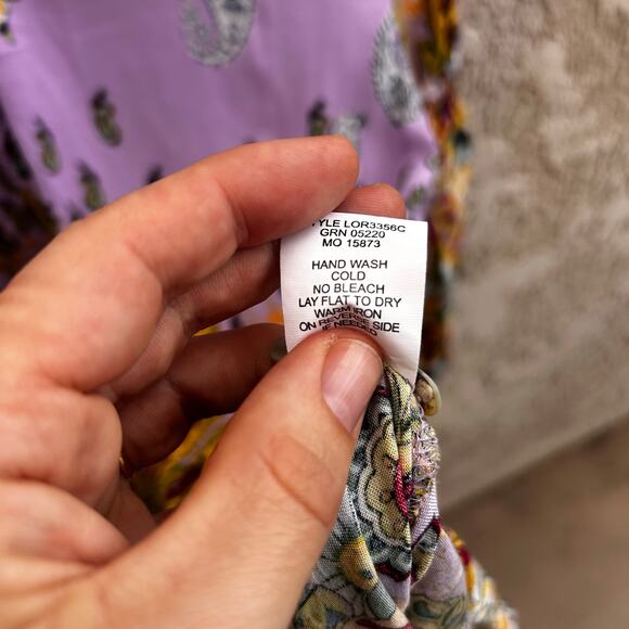 Fig And Flower Anthropologie Purple Paisley Floral Boho Peasant Top Size XL - Picture 6 of 6